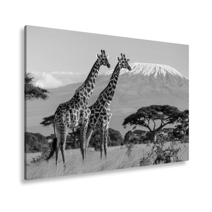 Leinwandbild Majestätische Giraffen vor dem Kilimandscharo - deyoli