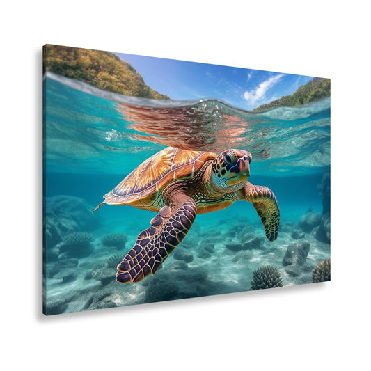 Leinwandbild Majestätische Schildkröte gleitet durch tropische Klarheit. - deyoli
