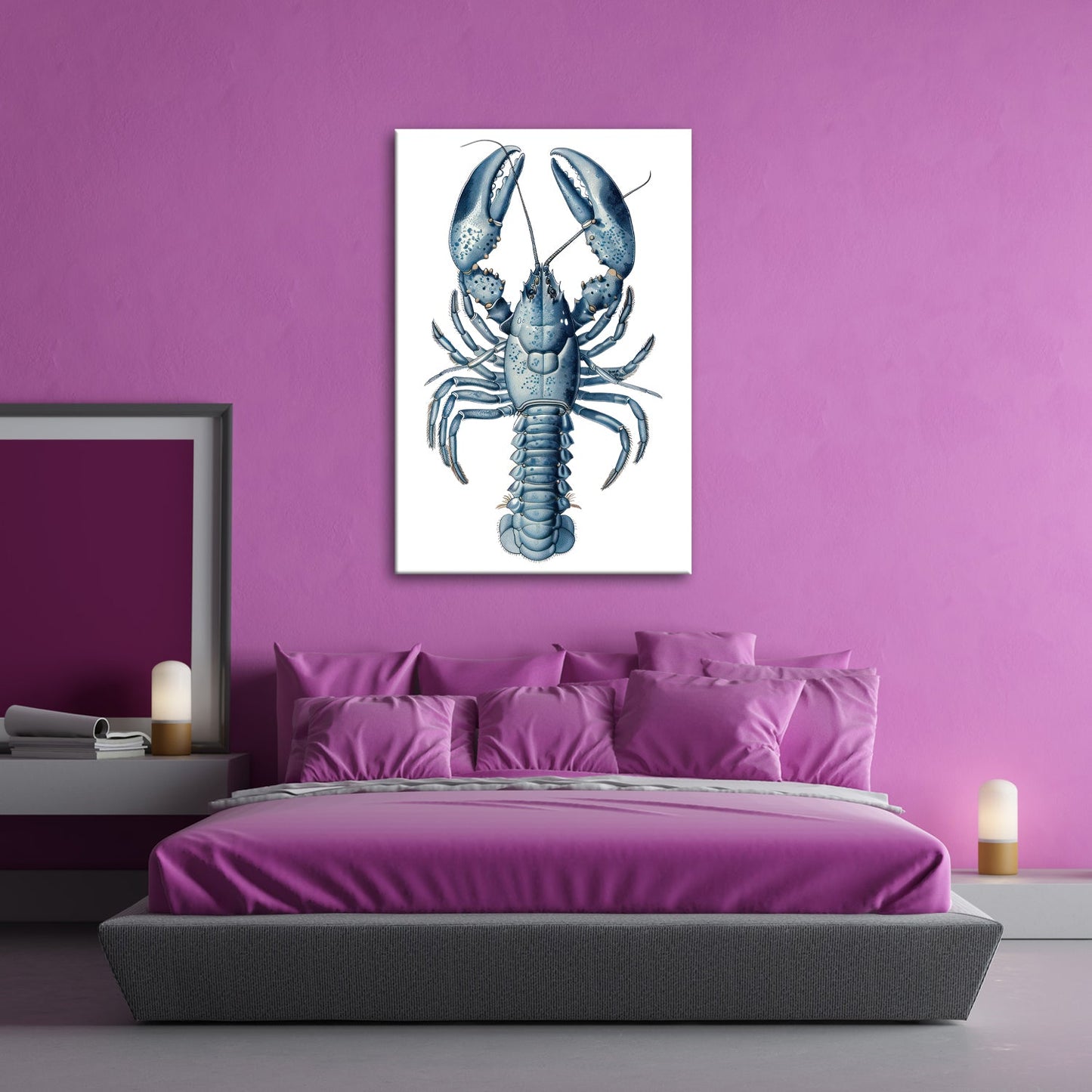 Leinwandbild Majestätischer blauer Hummer in feiner naturgetreuer Illustration - deyoli
