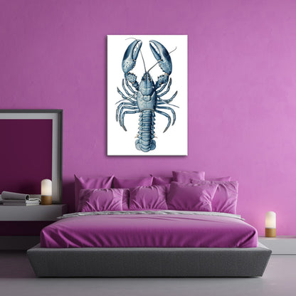 Leinwandbild Majestätischer blauer Hummer in feiner naturgetreuer Illustration - deyoli