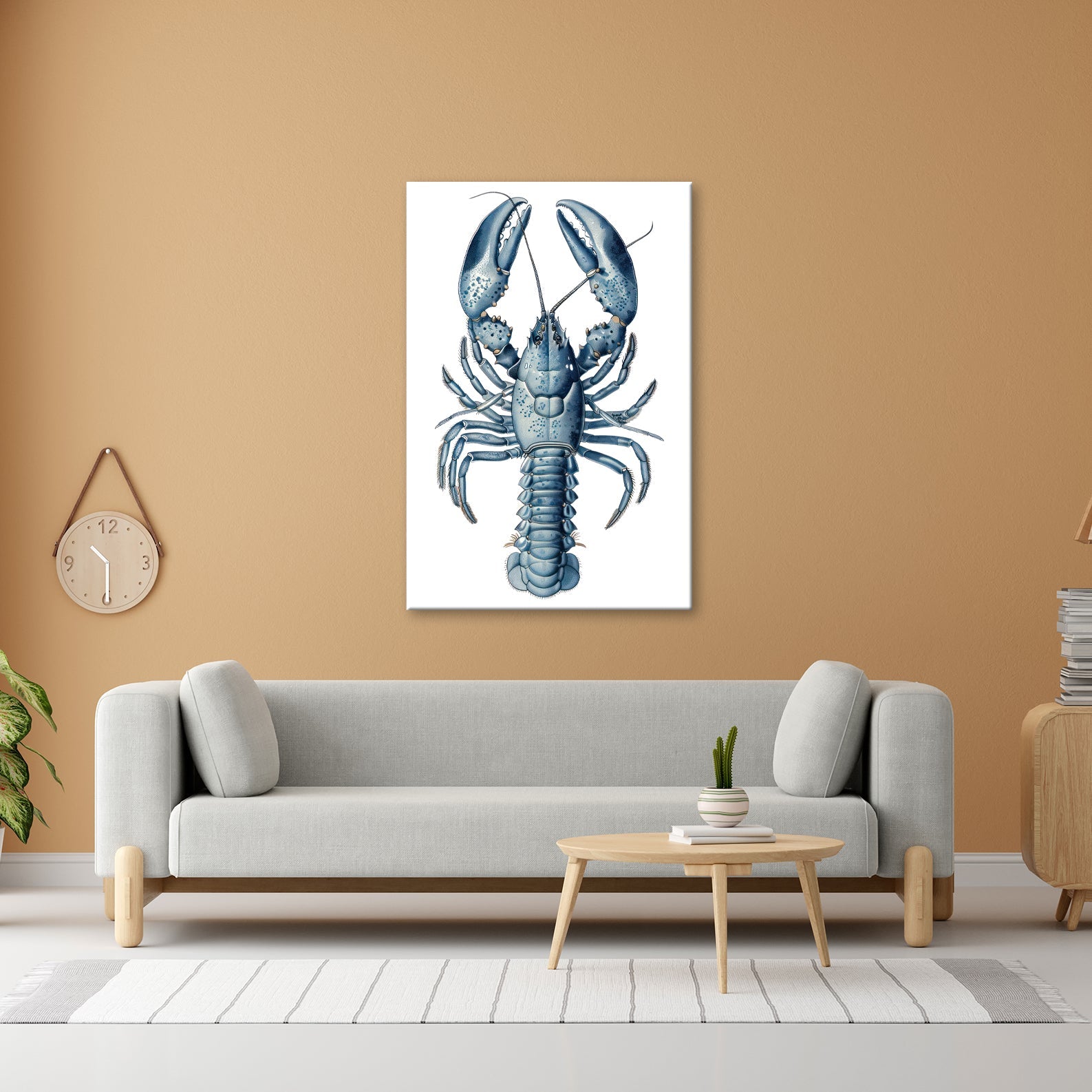 Leinwandbild Majestätischer blauer Hummer in feiner naturgetreuer Illustration - deyoli