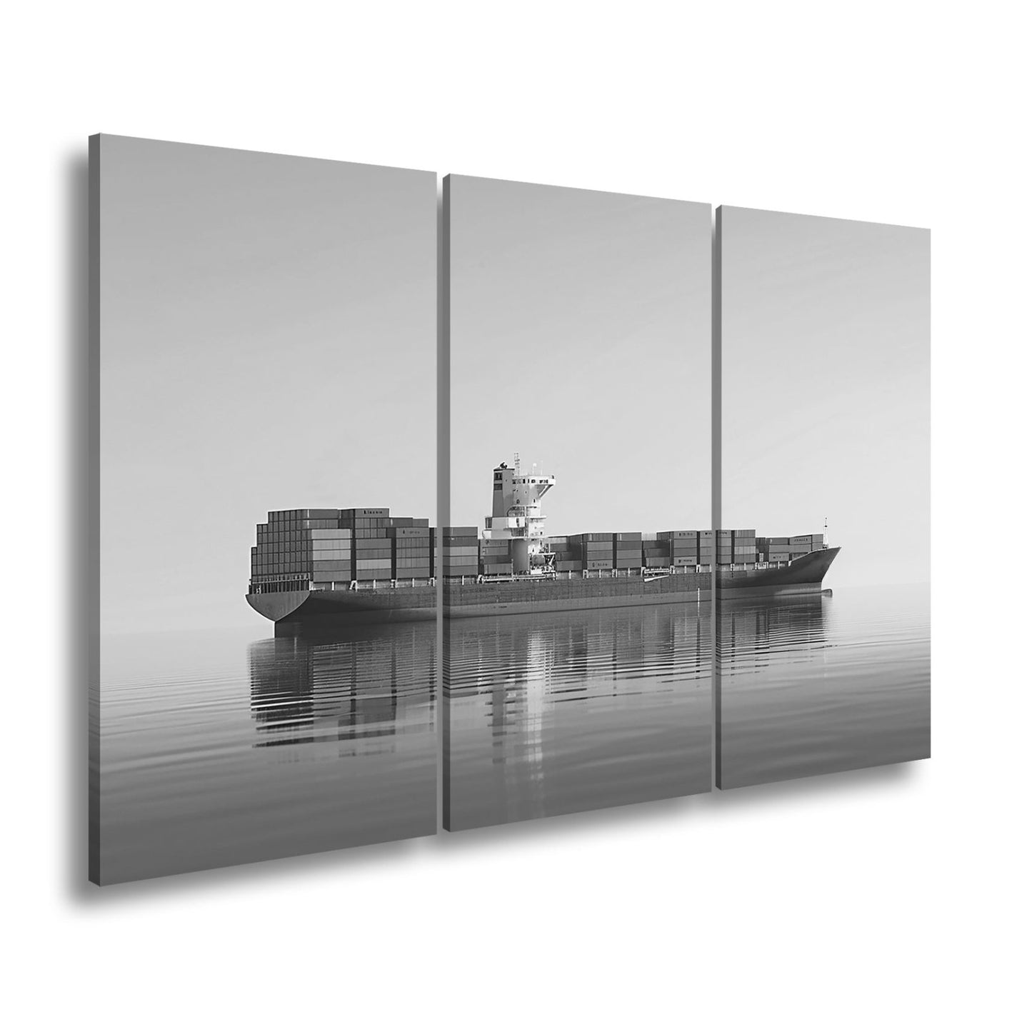 Leinwandbild Majestätischer Frachter in ruhiger See XXL – Schiff Wandbild Meer - deyoli