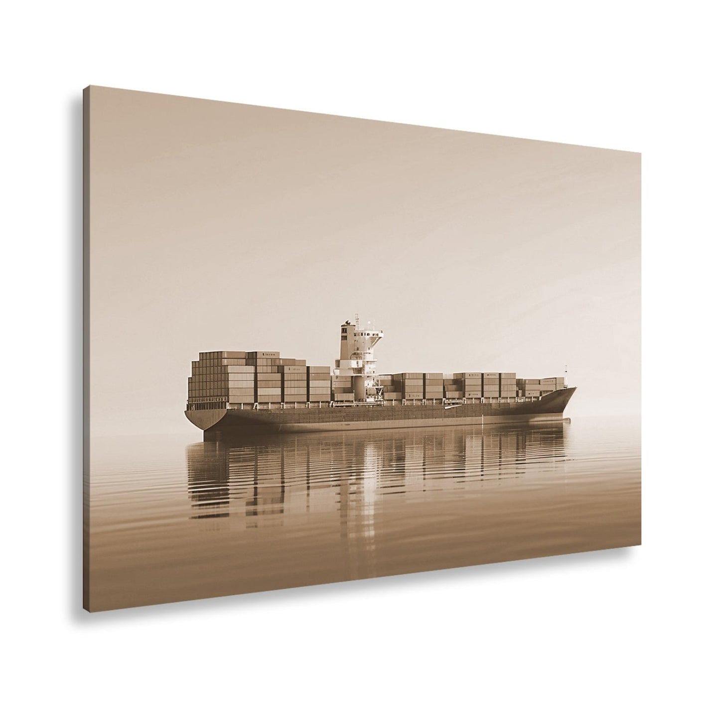 Leinwandbild Majestätischer Frachter in ruhiger See XXL – Schiff Wandbild Meer - deyoli