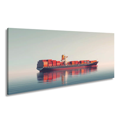 Leinwandbild Majestätischer Frachter in ruhiger See XXL – Schiff Wandbild Meer - deyoli