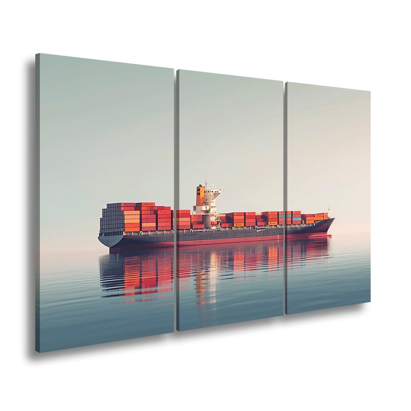 Leinwandbild Majestätischer Frachter in ruhiger See XXL – Schiff Wandbild Meer - deyoli