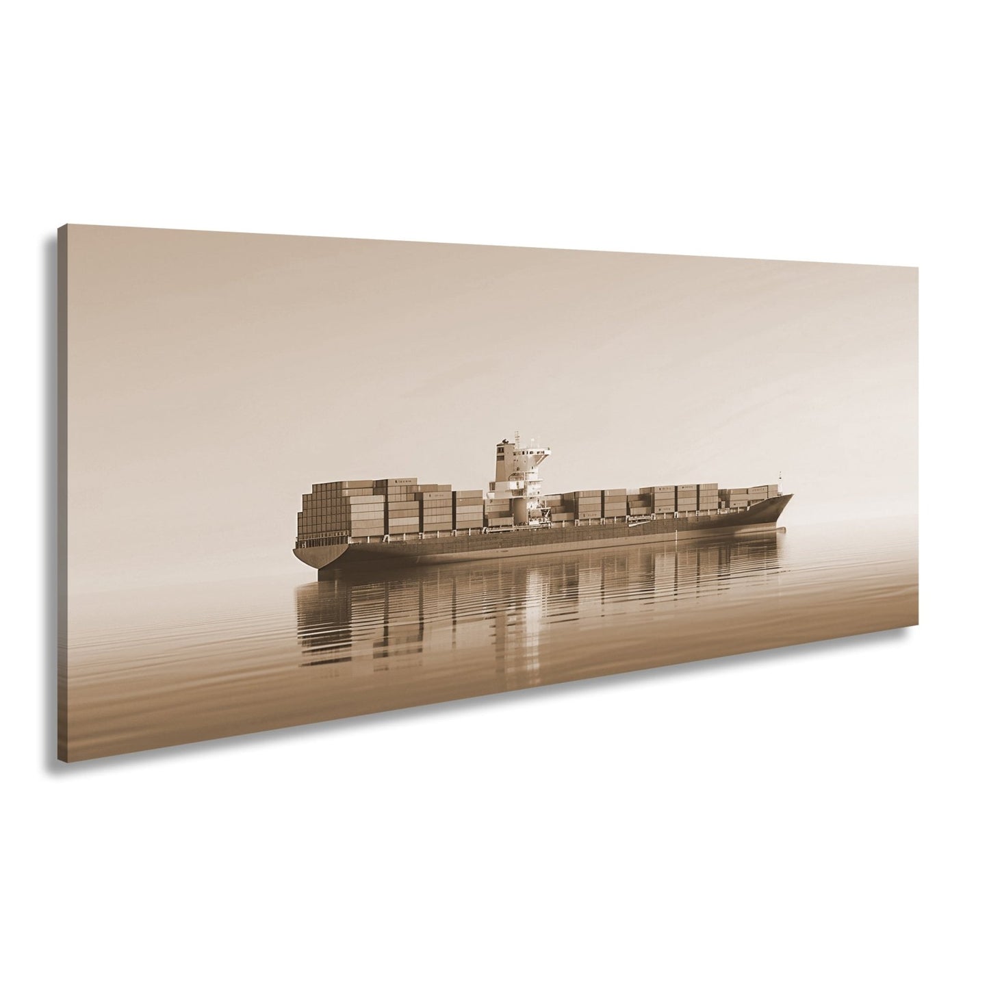 Leinwandbild Majestätischer Frachter in ruhiger See XXL – Schiff Wandbild Meer - deyoli