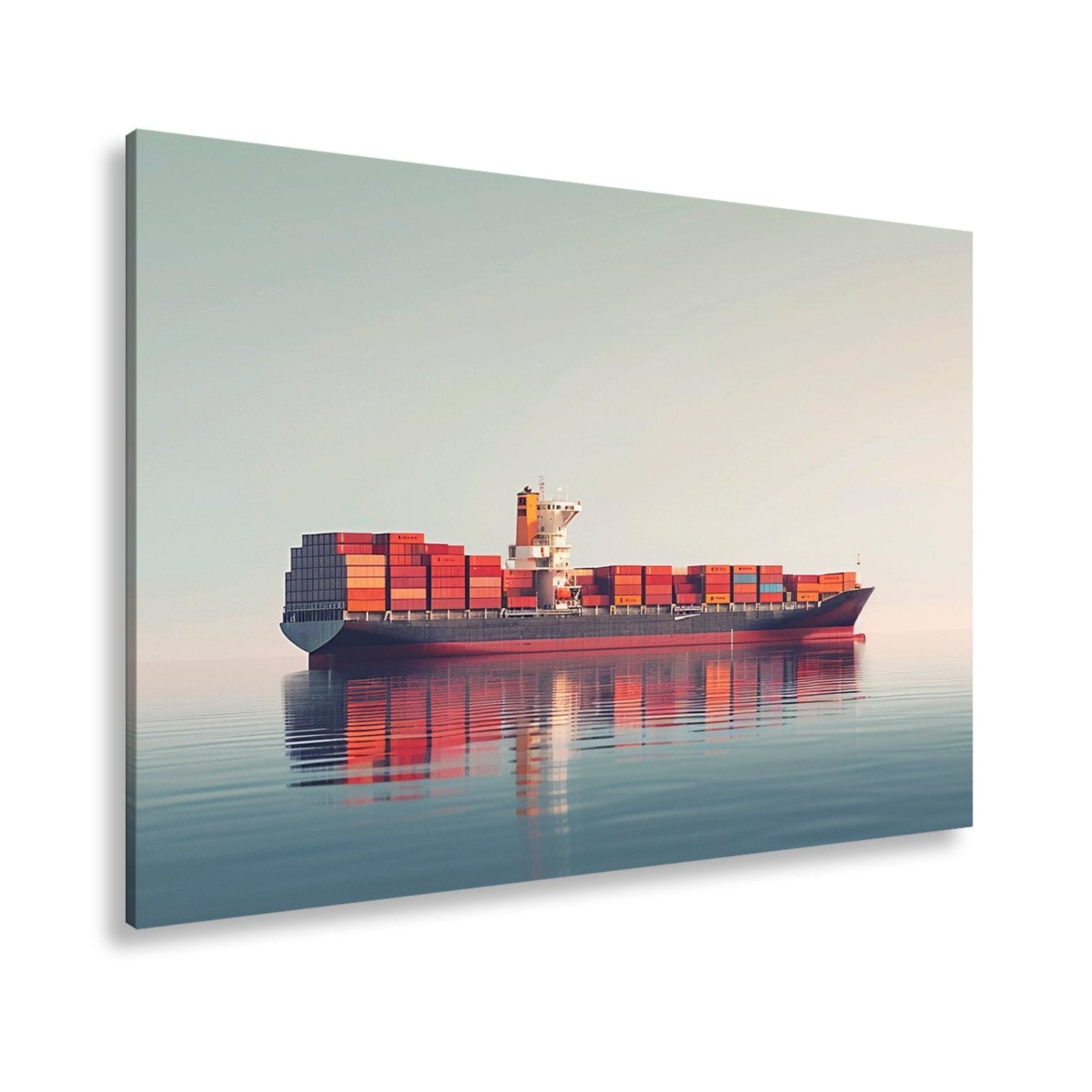 Leinwandbild Majestätischer Frachter in ruhiger See XXL – Schiff Wandbild Meer - deyoli