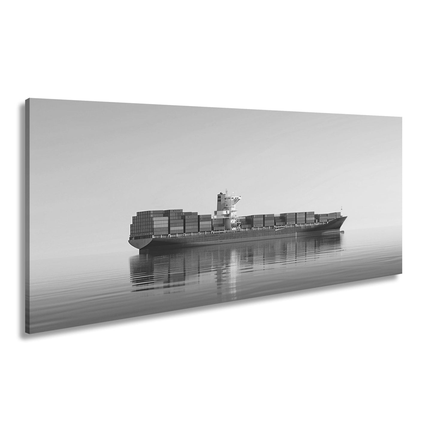 Leinwandbild Majestätischer Frachter in ruhiger See XXL – Schiff Wandbild Meer - deyoli