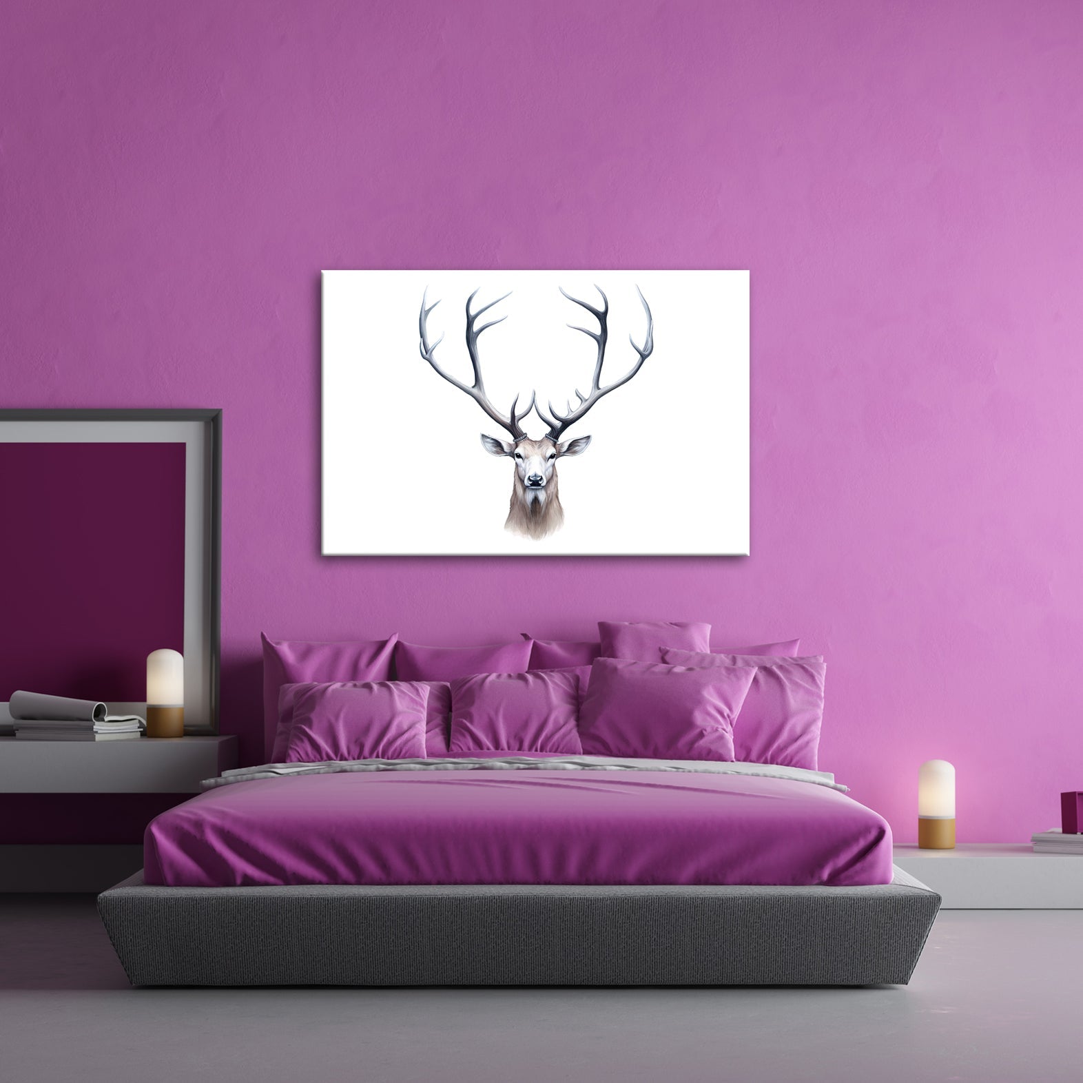 Leinwandbild Majestätischer Hirsch mit imposantem Geweih - deyoli