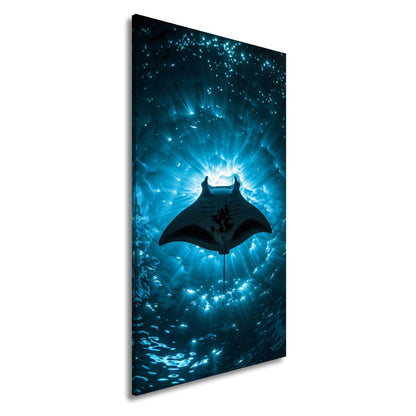 Leinwandbild Manta im Strahlenmeer – Wesen aus Licht XXL - deyoli