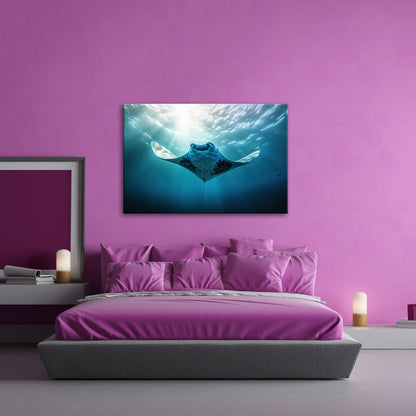 Leinwandbild Manta XXL – Majestätischer Gleiter durch Licht & Tiefe - deyoli