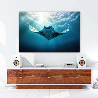 Leinwandbild Manta XXL – Majestätischer Gleiter durch Licht & Tiefe - deyoli