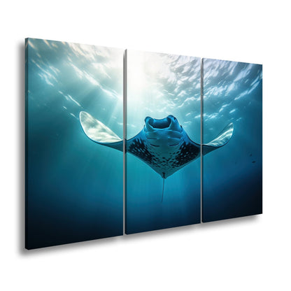Leinwandbild Manta XXL – Majestätischer Gleiter durch Licht & Tiefe - deyoli