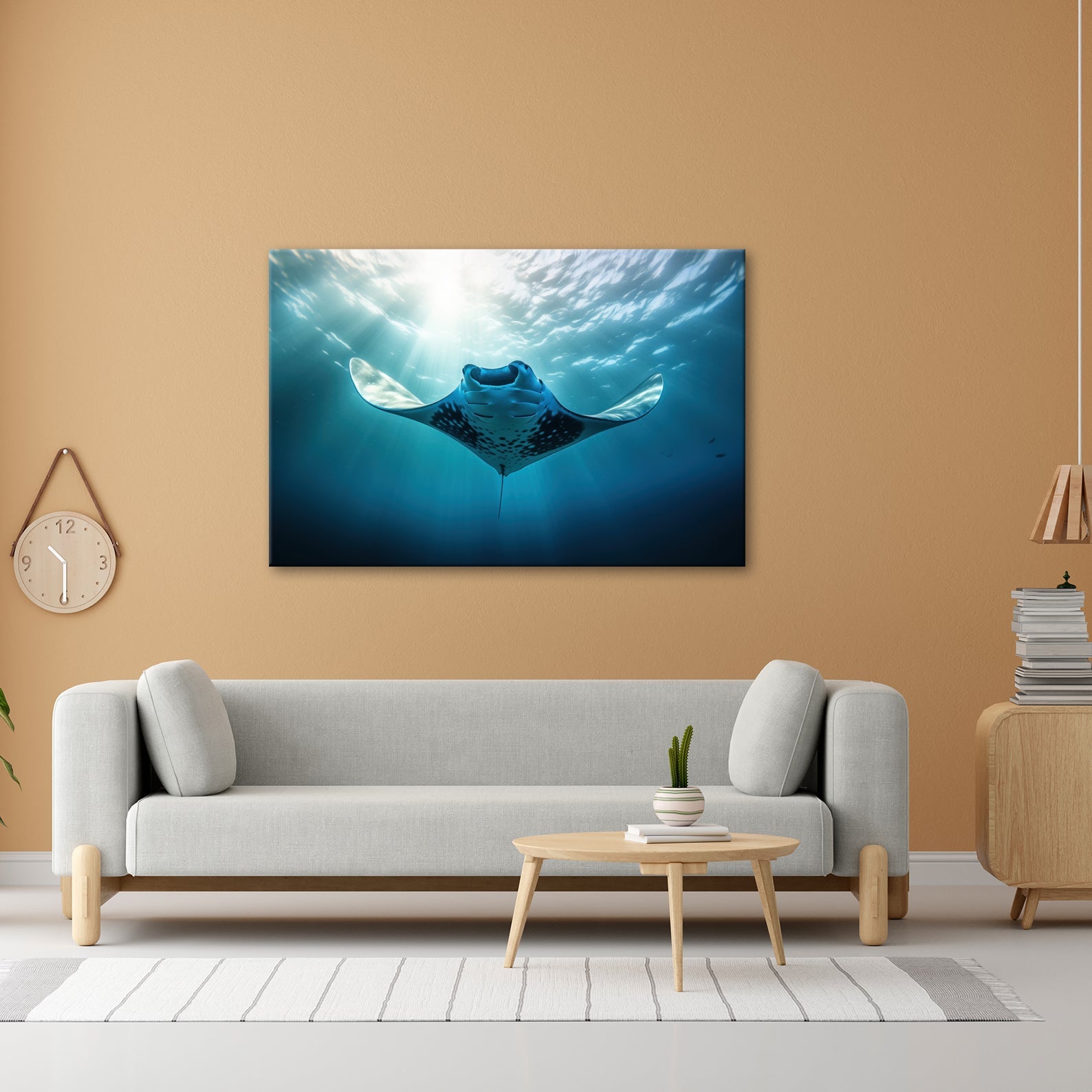 Leinwandbild Manta XXL – Majestätischer Gleiter durch Licht & Tiefe - deyoli