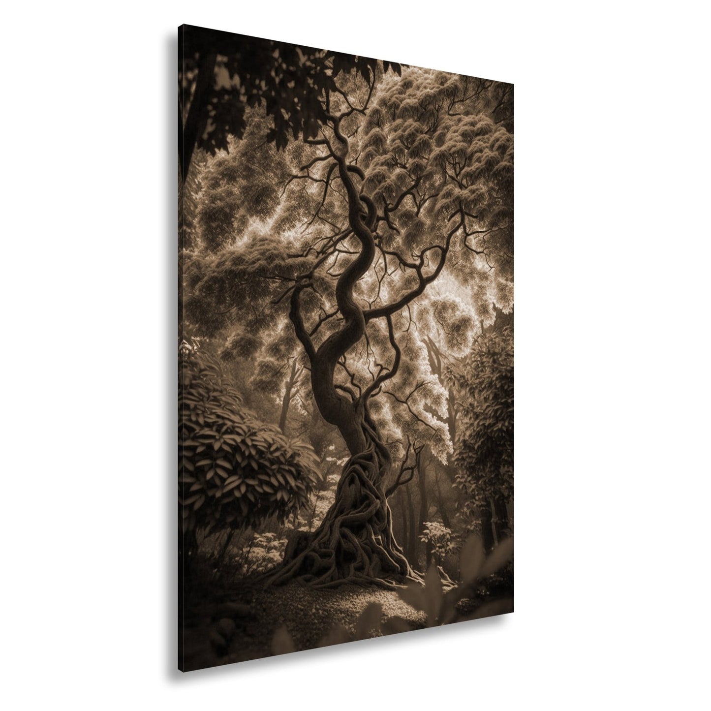 Leinwandbild Märchenhafter Baum – Leuchtender Fantasiewald XXL - deyoli