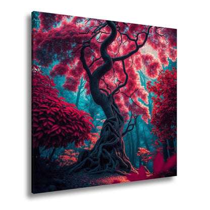 Leinwandbild Märchenhafter Baum – Leuchtender Fantasiewald XXL - deyoli