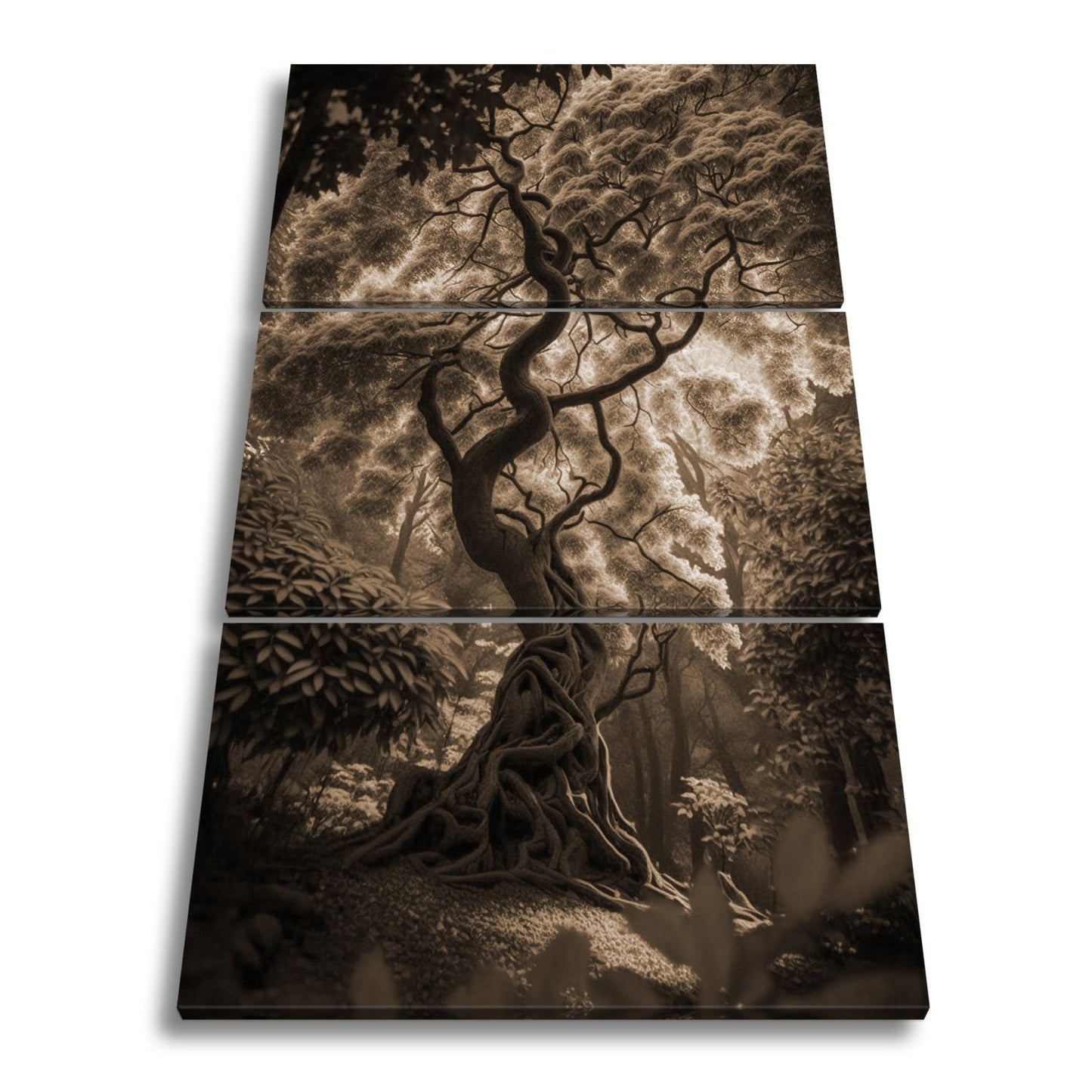 Leinwandbild Märchenhafter Baum – Leuchtender Fantasiewald XXL - deyoli
