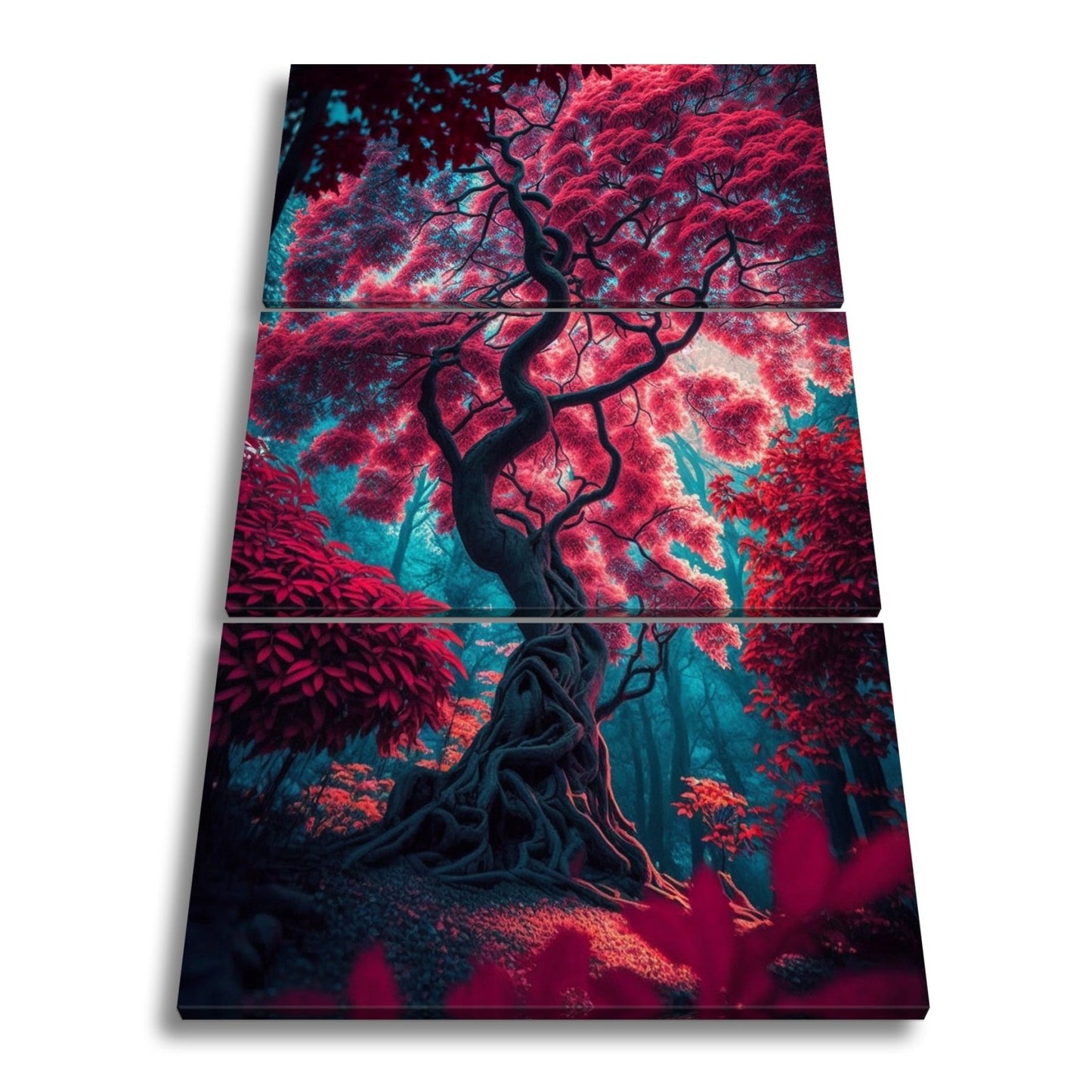 Leinwandbild Märchenhafter Baum – Leuchtender Fantasiewald XXL - deyoli