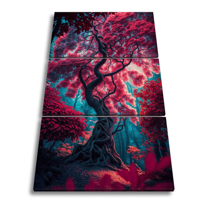 Leinwandbild Märchenhafter Baum – Leuchtender Fantasiewald XXL - deyoli