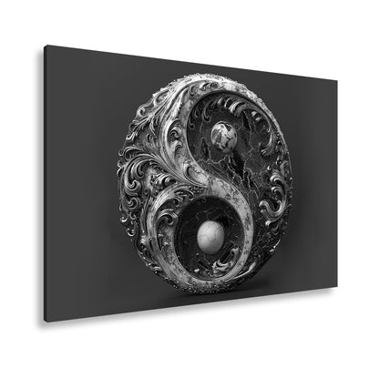 Leinwandbild Marmoriertes Yin - Yang pulsiert in dunkel - goldener Kraft - deyoli