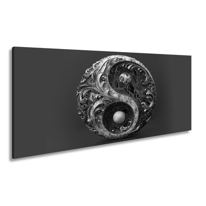 Leinwandbild Marmoriertes Yin - Yang pulsiert in dunkel - goldener Kraft - deyoli