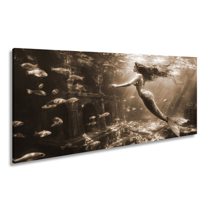Leinwandbild Meerjungfrau im magischen Unterwasserlicht XXL – Fantasy Wandbild - deyoli