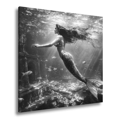 Leinwandbild Meerjungfrau im magischen Unterwasserlicht XXL – Fantasy Wandbild - deyoli