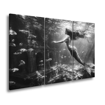 Leinwandbild Meerjungfrau im magischen Unterwasserlicht XXL – Fantasy Wandbild - deyoli