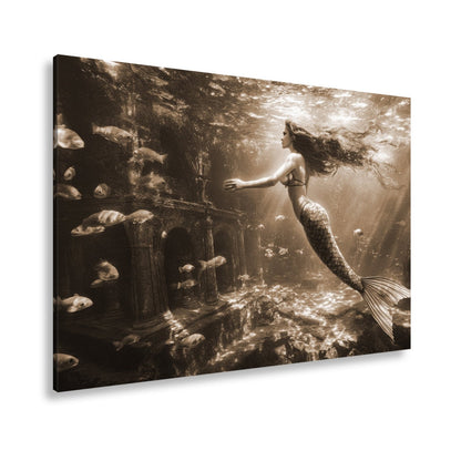 Leinwandbild Meerjungfrau im magischen Unterwasserlicht XXL – Fantasy Wandbild - deyoli
