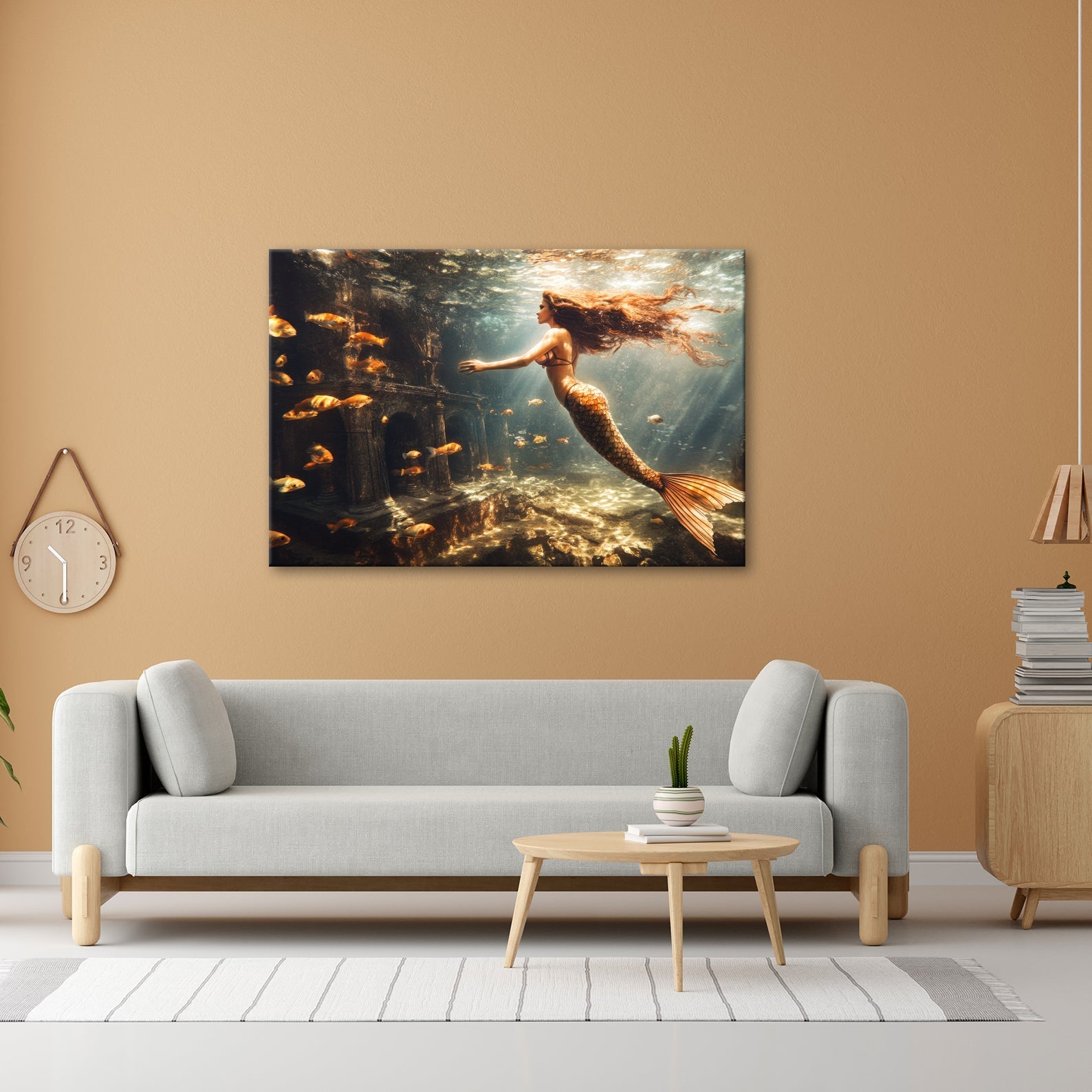 Leinwandbild Meerjungfrau im magischen Unterwasserlicht XXL – Fantasy Wandbild - deyoli