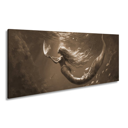 Leinwandbild Meerjungfrau im schimmernden blauen Licht XXL – Fantasy Wandbild - deyoli