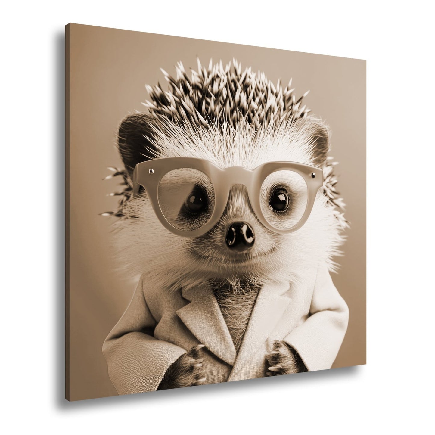Leinwandbild Mode trifft Stachel – Igel rockt Brille und pinkes Sakko. - deyoli