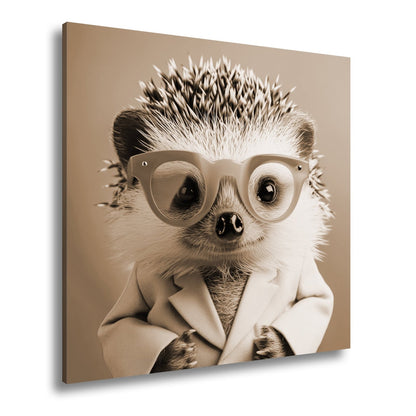 Leinwandbild Mode trifft Stachel – Igel rockt Brille und pinkes Sakko. - deyoli