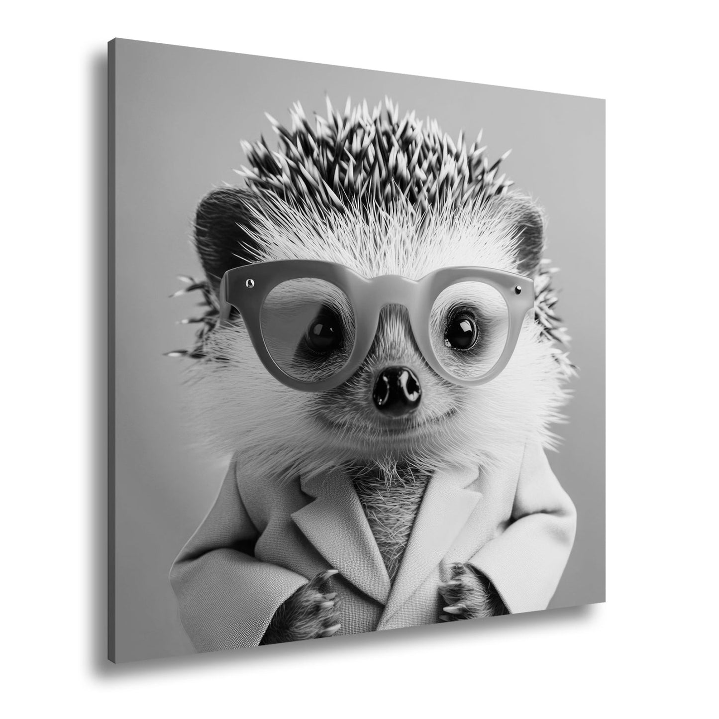 Leinwandbild Mode trifft Stachel – Igel rockt Brille und pinkes Sakko. - deyoli