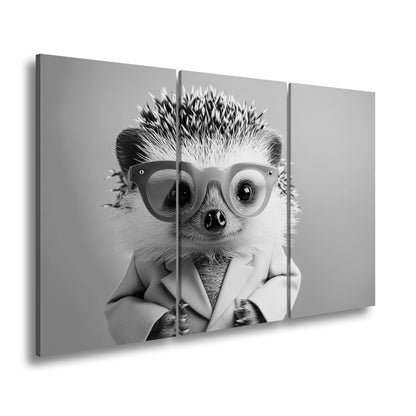 Leinwandbild Mode trifft Stachel – Igel rockt Brille und pinkes Sakko. - deyoli