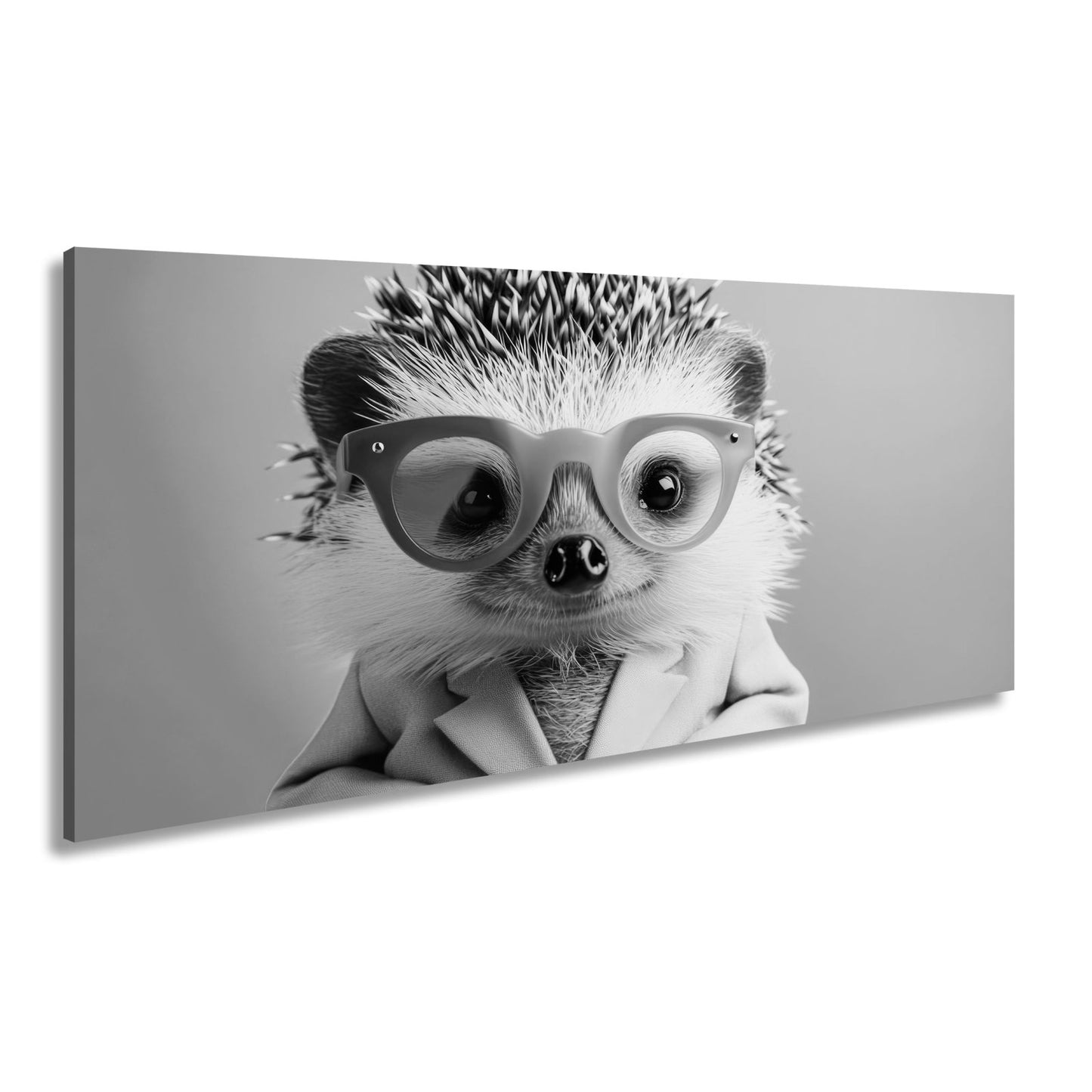 Leinwandbild Mode trifft Stachel – Igel rockt Brille und pinkes Sakko. - deyoli