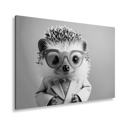 Leinwandbild Mode trifft Stachel – Igel rockt Brille und pinkes Sakko. - deyoli