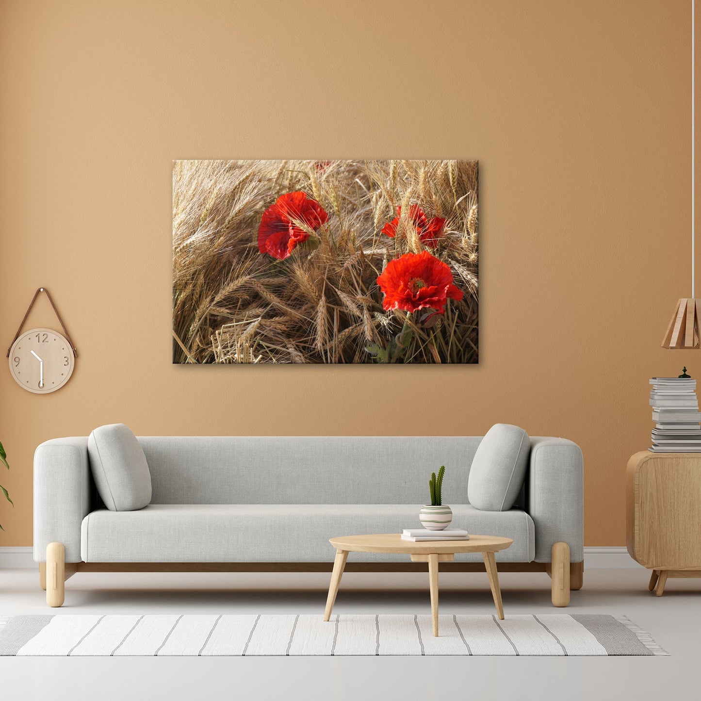 Leinwandbild Mohn im Kornfeld – rotes Leben im goldenen Meer. - deyoli