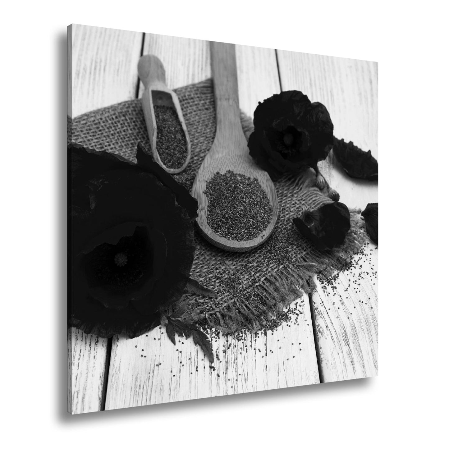 Leinwandbild Mohnblüten und Saat – rot wie Glut, schwarz wie Erde. - deyoli