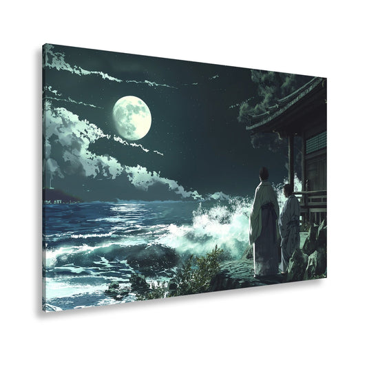 Leinwandbild Mondlicht trifft Meeresbrandung – zwei in stiller Harmonie. - deyoli