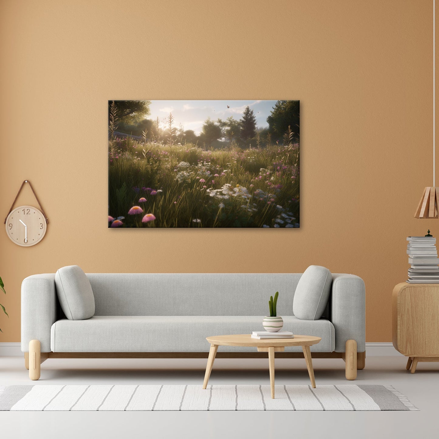 Leinwandbild Morgentanz der Wildblumen im goldenen Licht. - deyoli