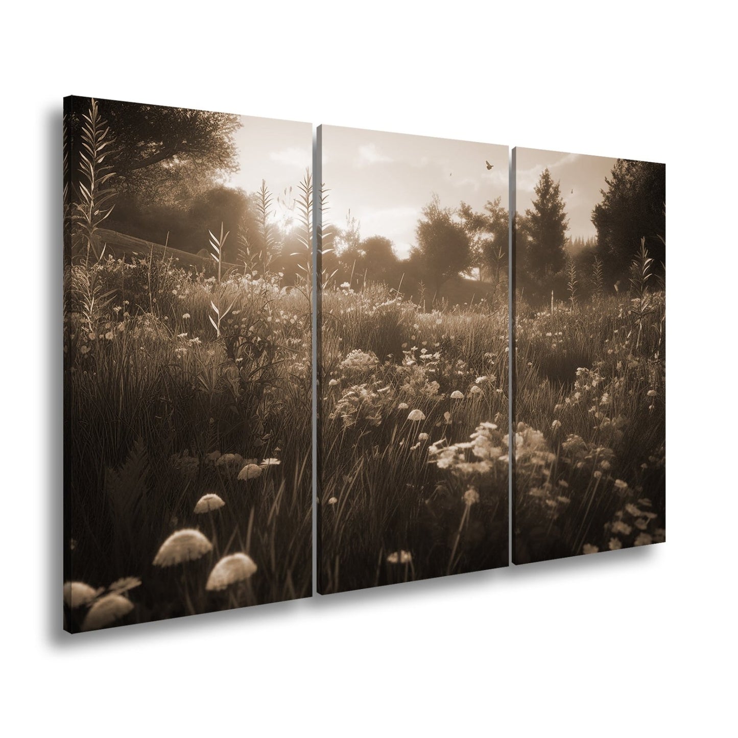 Leinwandbild Morgentanz der Wildblumen im goldenen Licht. - deyoli