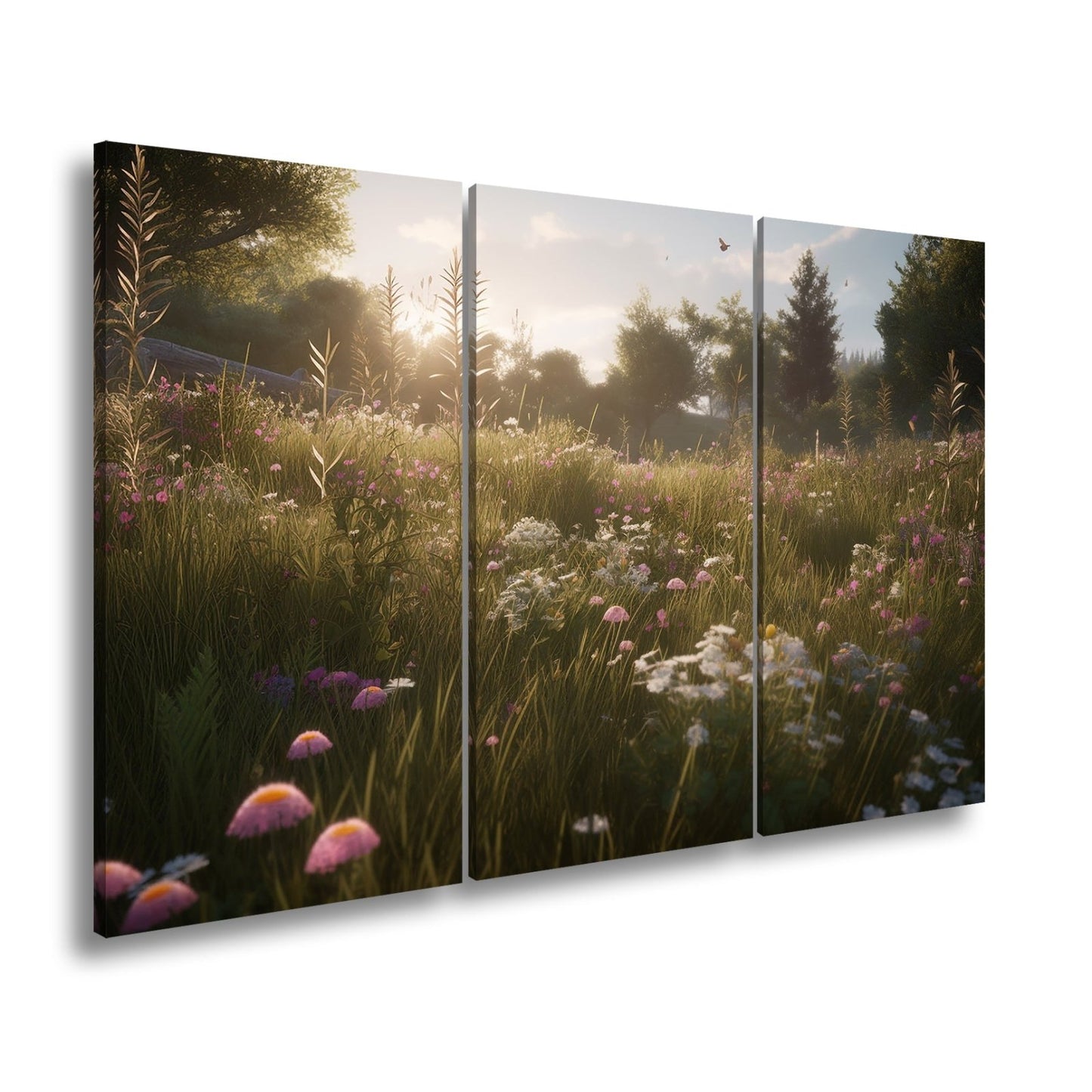 Leinwandbild Morgentanz der Wildblumen im goldenen Licht. - deyoli
