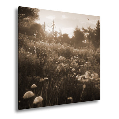 Leinwandbild Morgentanz der Wildblumen im goldenen Licht. - deyoli