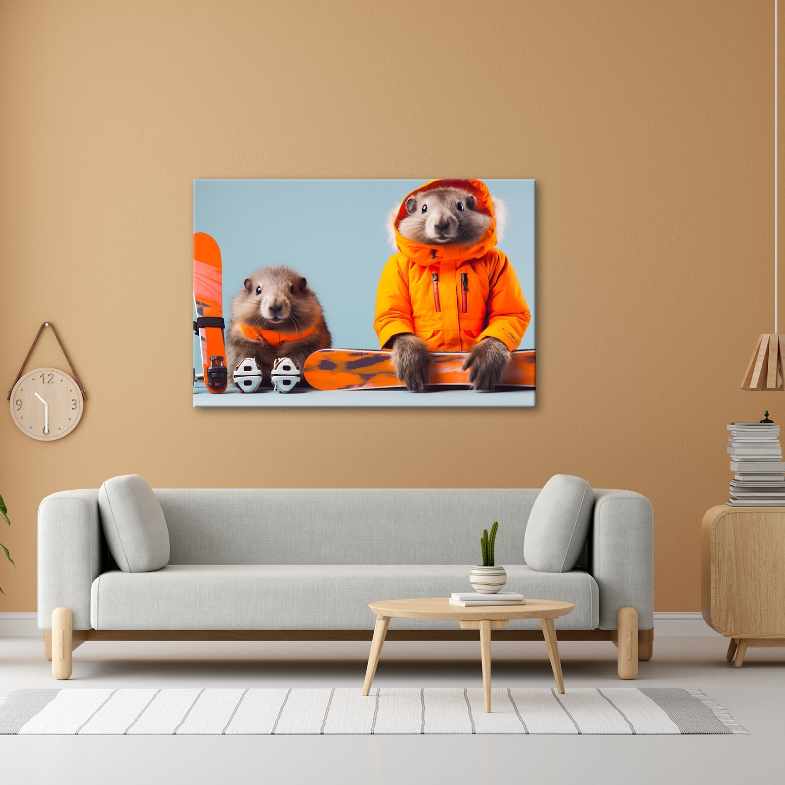 Leinwandbild Murmeltier - Duo bereit für den großen Pistenabflug. - deyoli