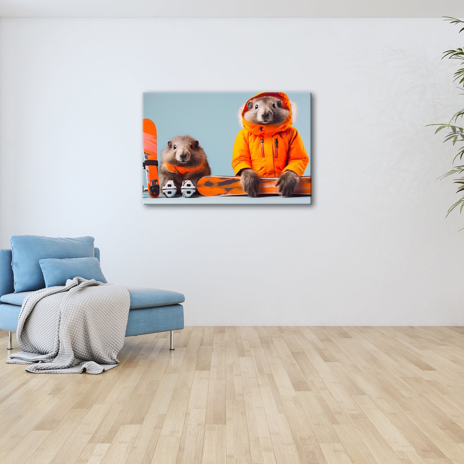 Leinwandbild Murmeltier - Duo bereit für den großen Pistenabflug. - deyoli