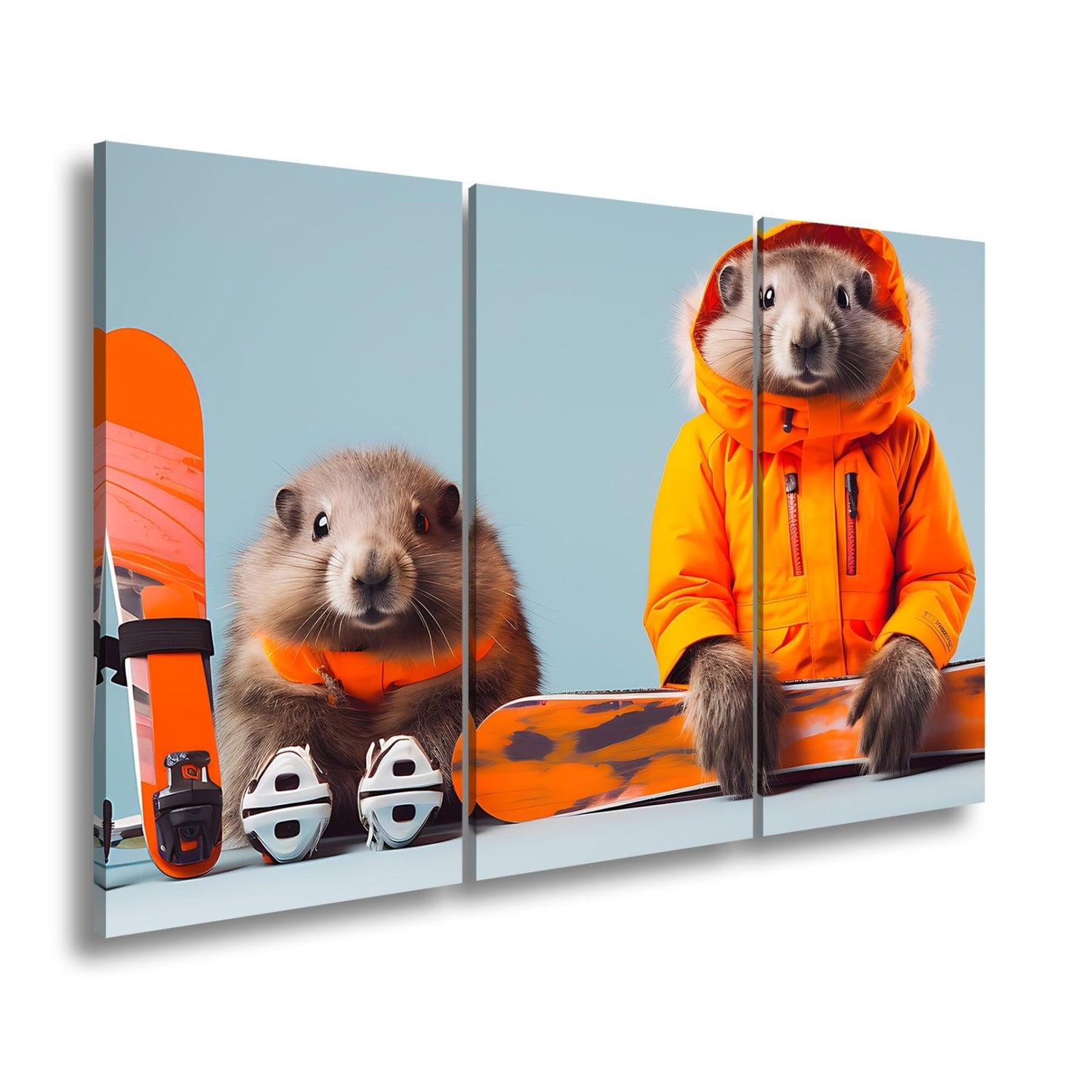 Leinwandbild Murmeltier - Duo bereit für den großen Pistenabflug. - deyoli