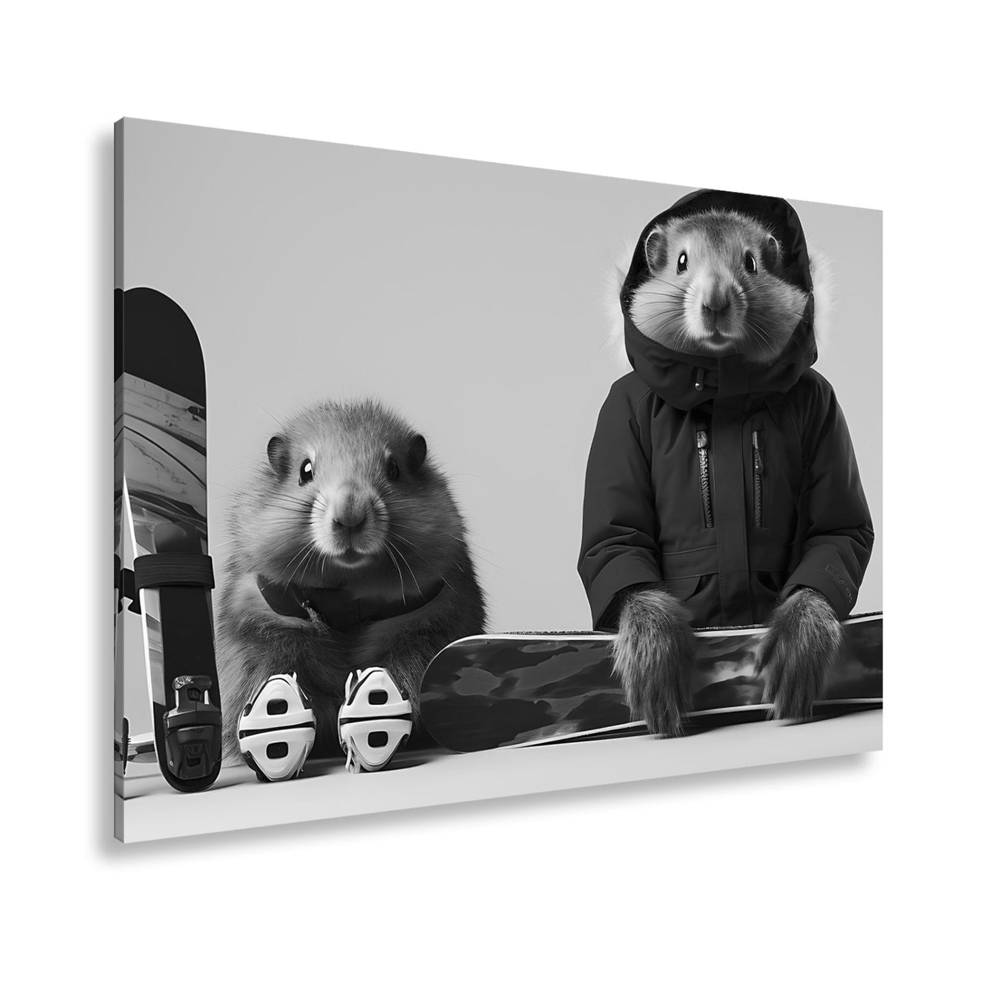 Leinwandbild Murmeltier - Duo bereit für den großen Pistenabflug. - deyoli