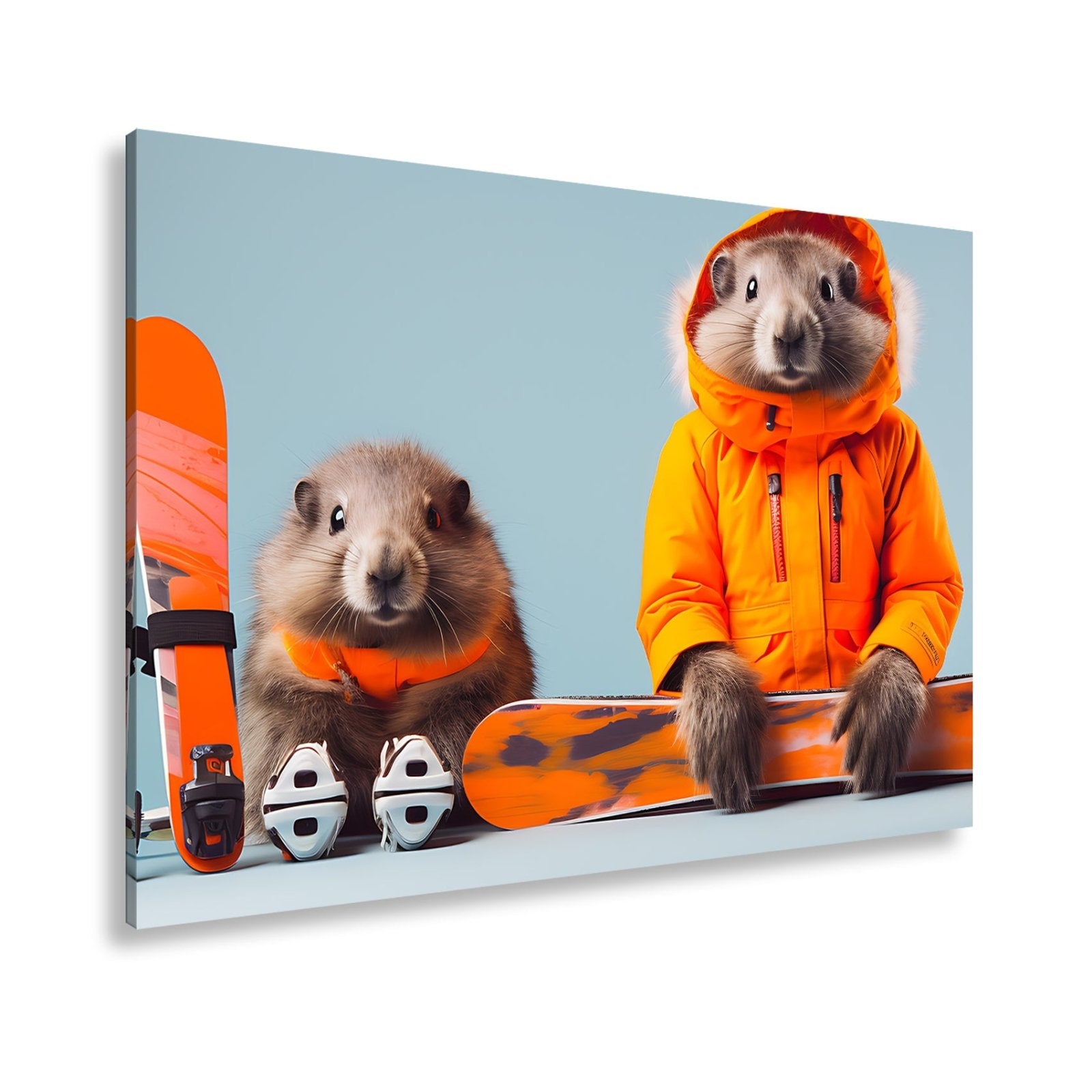 Leinwandbild Murmeltier - Duo bereit für den großen Pistenabflug. - deyoli