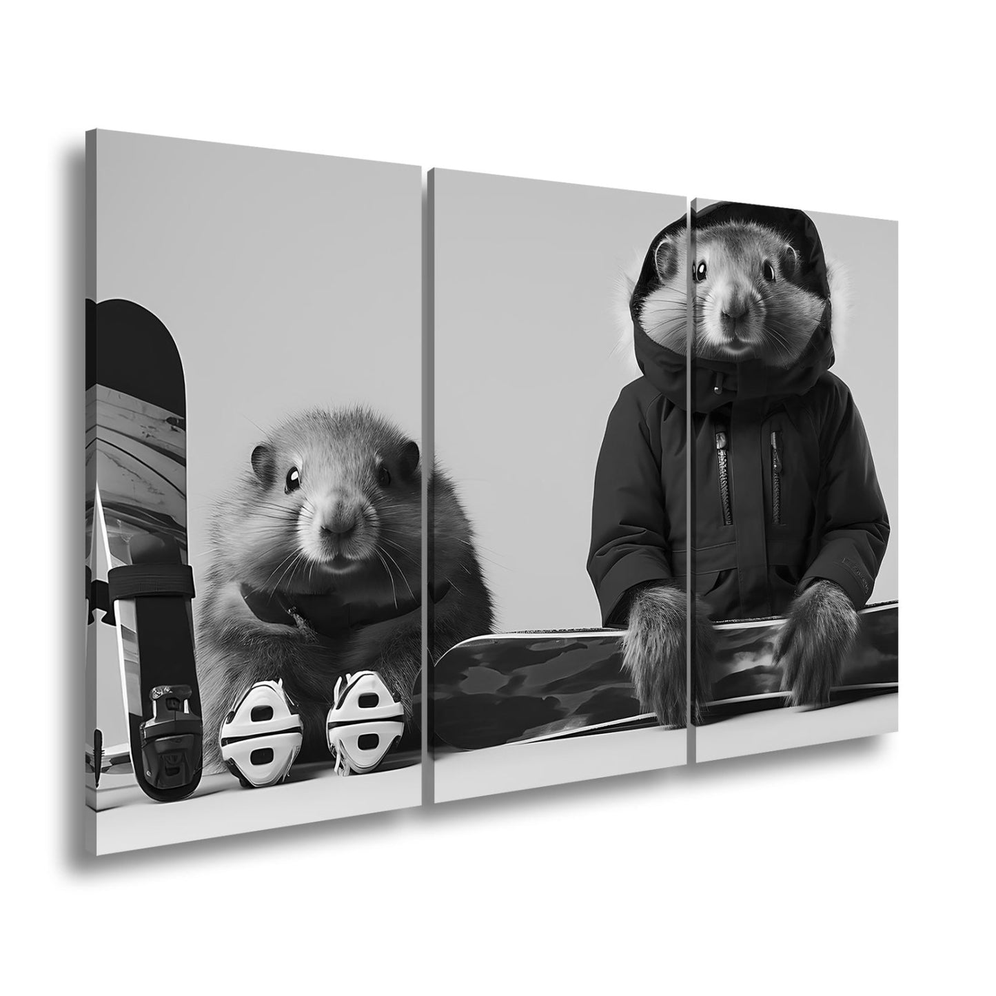 Leinwandbild Murmeltier - Duo bereit für den großen Pistenabflug. - deyoli